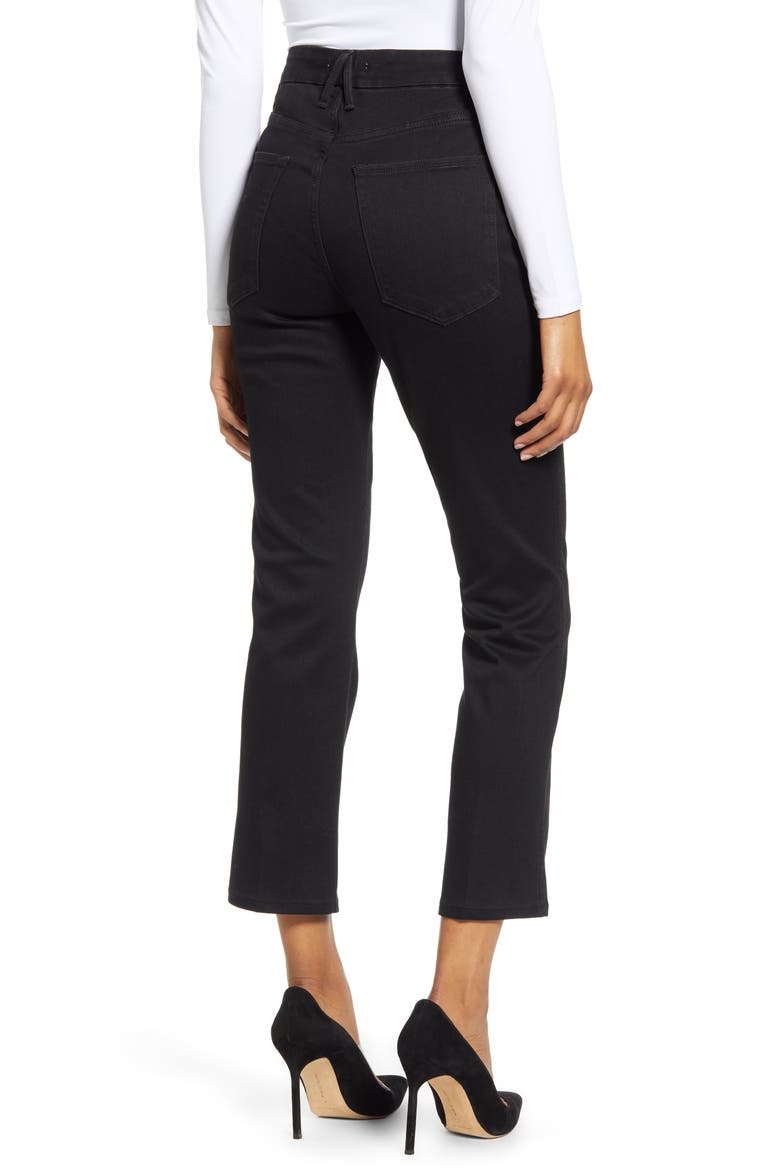 Good Straight Destroyed Hem Straight Leg Jeans, Alternate, color, BLACK078