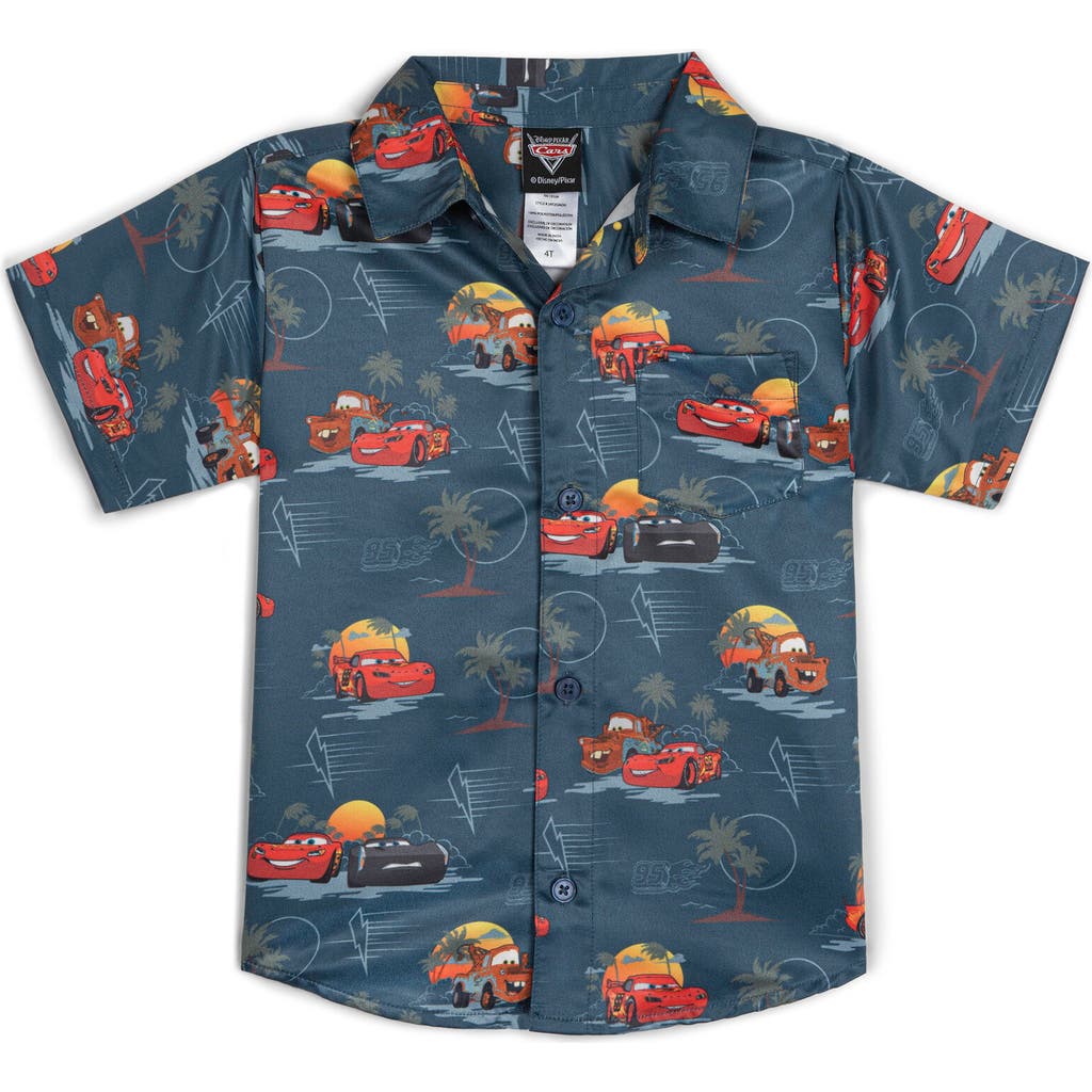 Disney Short Sleeve Button Down Shirt In Blue