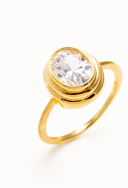BY ADINA EDEN Moissanite Double Bezel Oval Ring