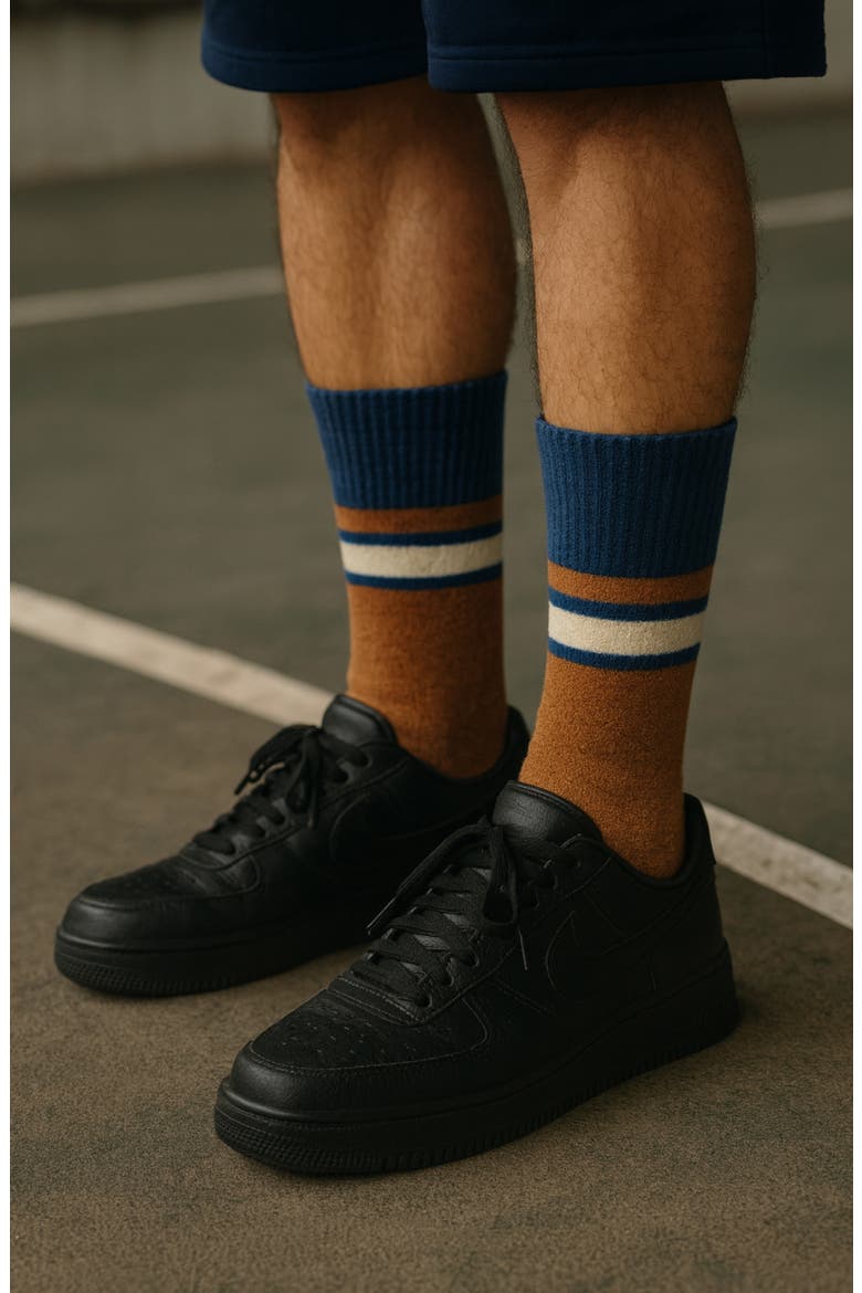 Cushioned Wool & Yak Blend Crew Socks, Alternate, color, BLUE HEATHER