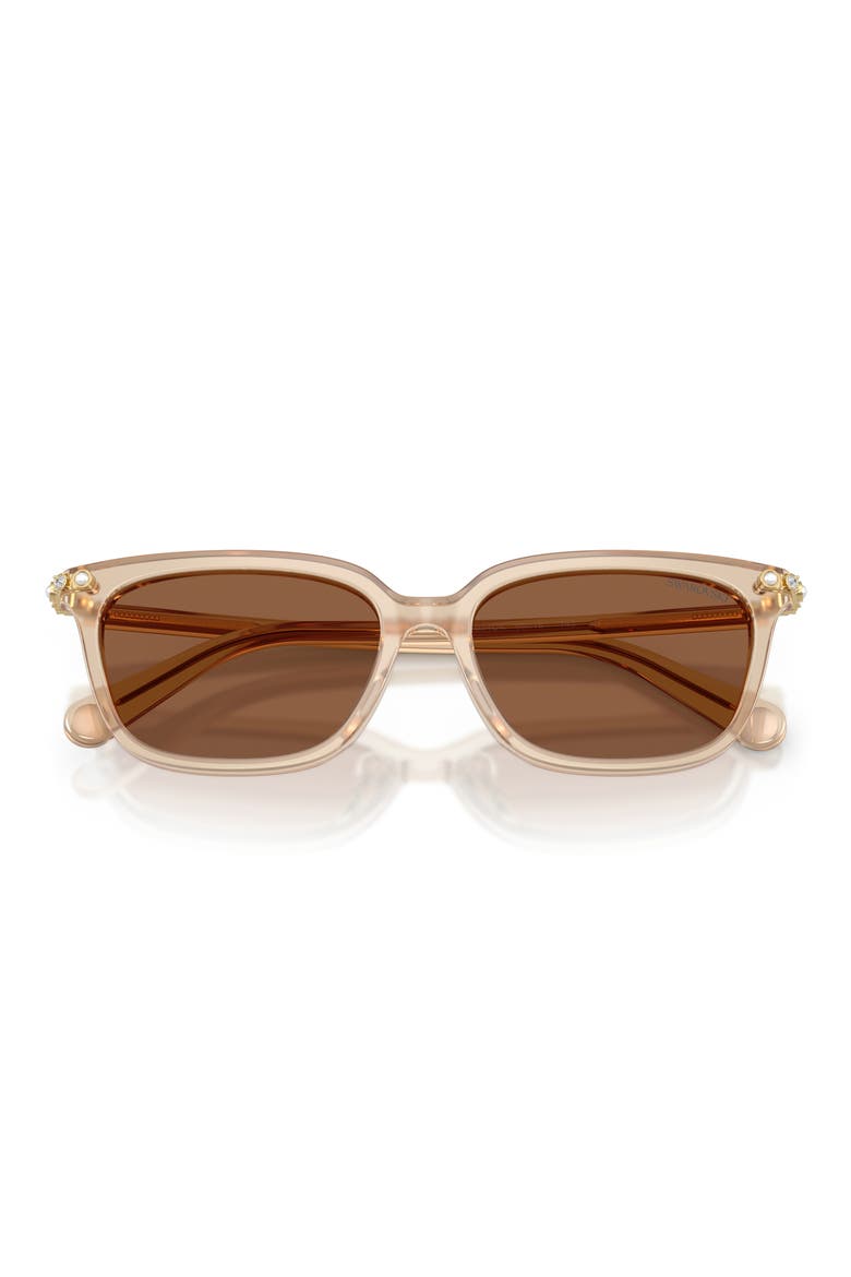 56mm Pillow Sunglasses, Alternate, color, MILKY BEIGE / BRONZE
