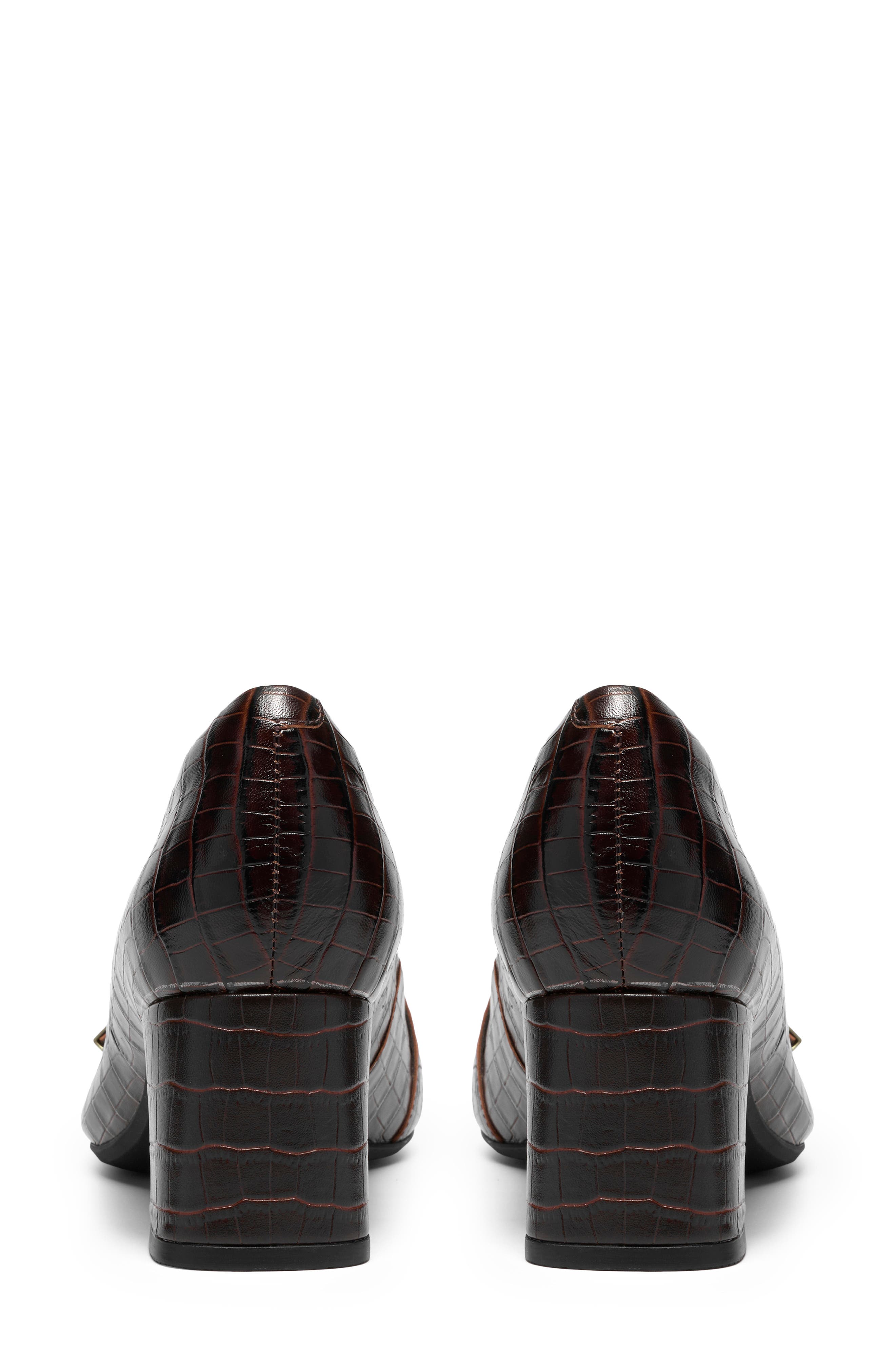Fernie Edge Croc Embossed Leather Pump, Alternate, color, DARK BROWN CROC