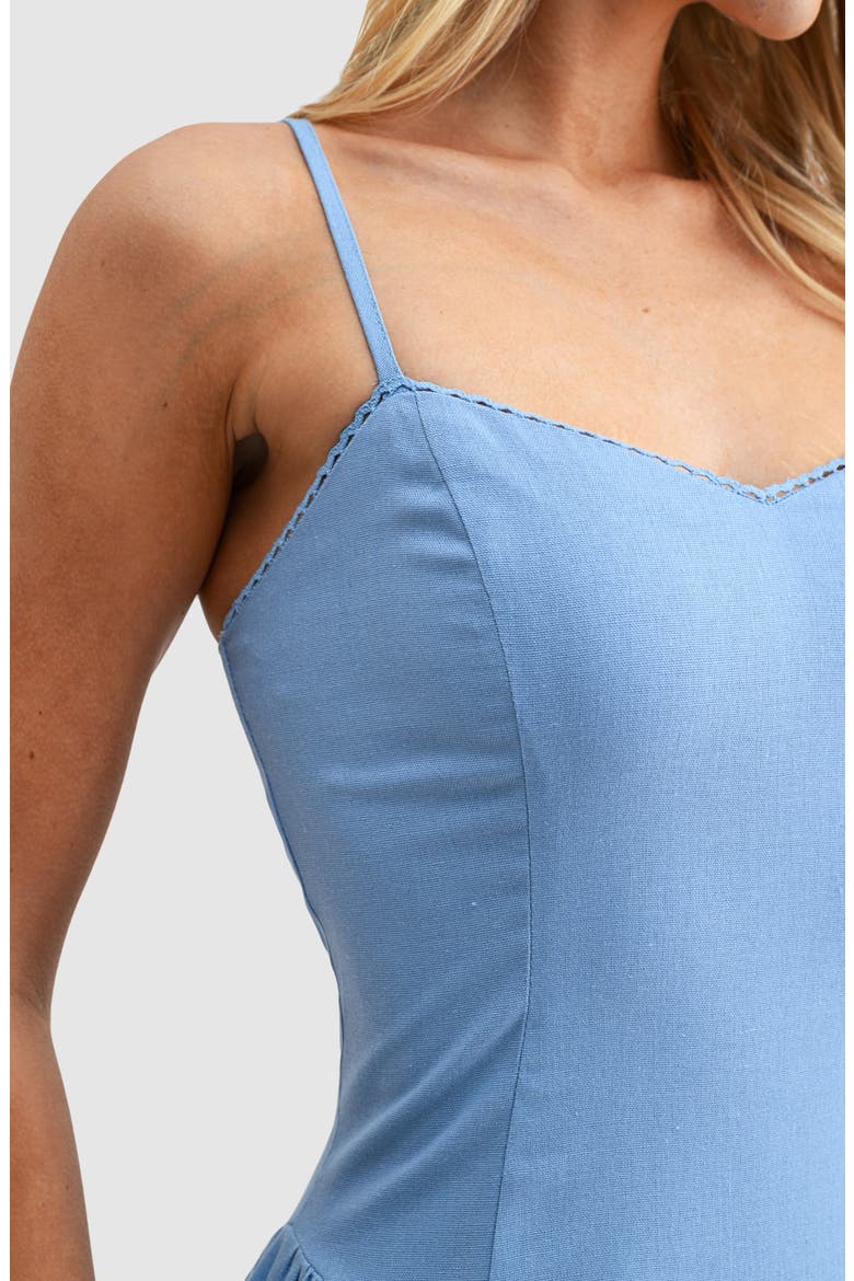 Drop Waist Cotton & Linen Midi Dress, Alternate, color, PERIWINKLE