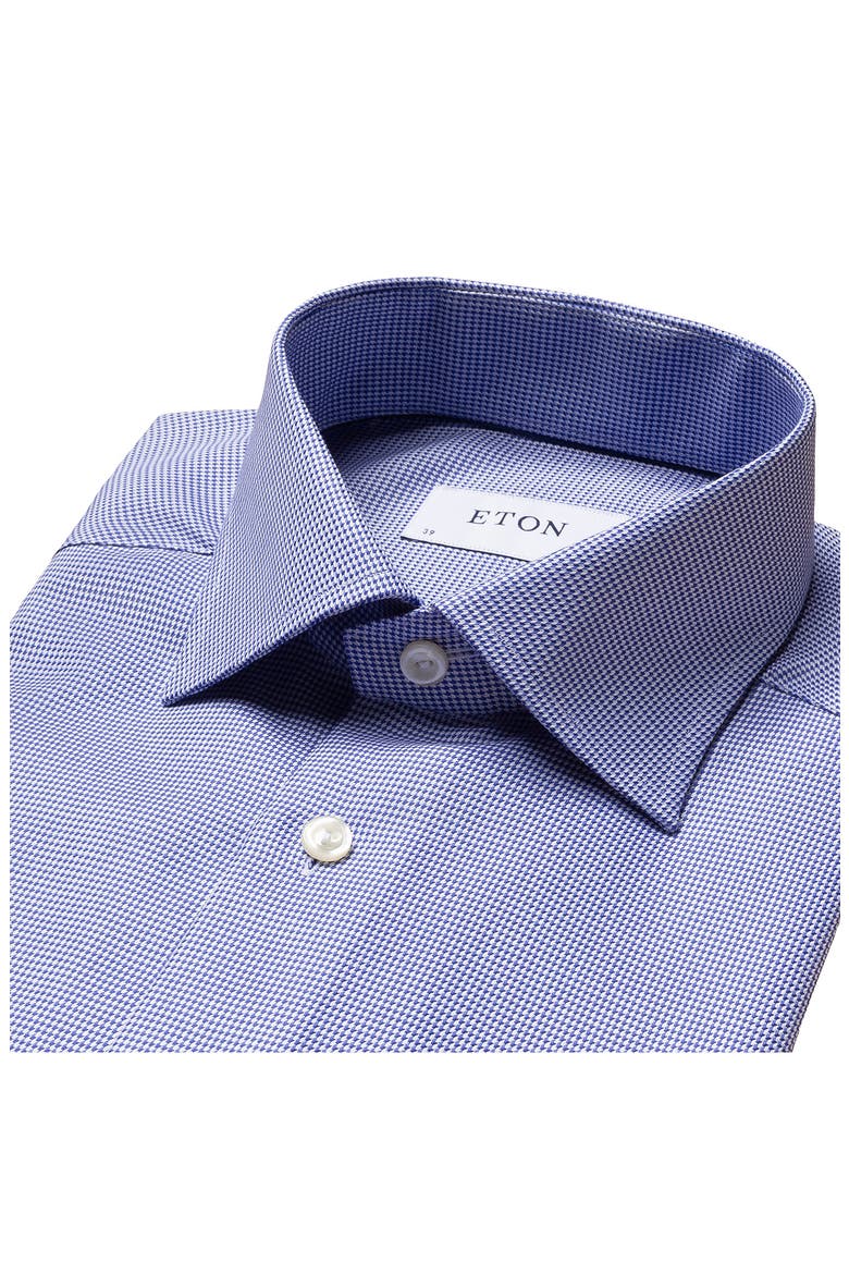 Slim Fit Houndstooth Cotton Dress Shirt, Alternate, color, BLUE