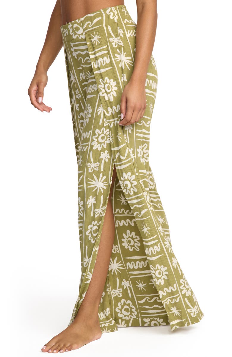 Billabong Split Spirit Floral Wide Leg Pants, Alternate, color, Green Tea