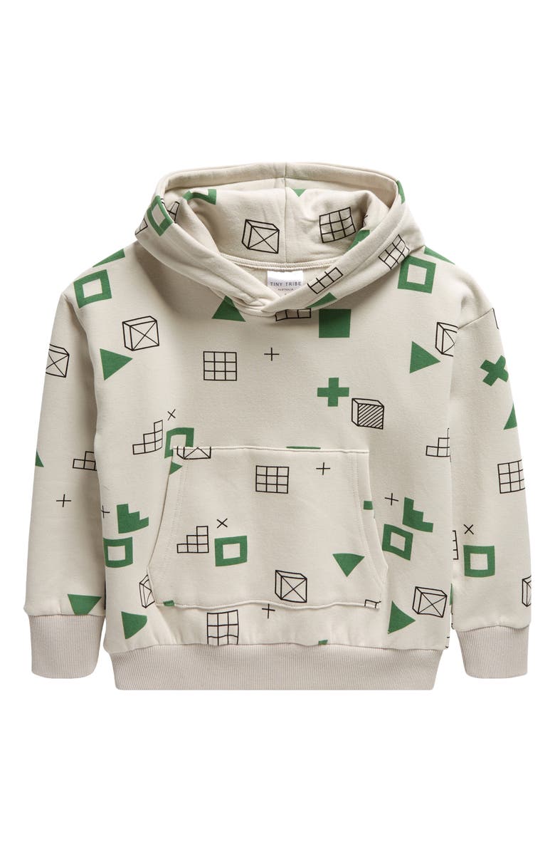 TINY TRIBE Kids' Form Stretch Cotton Hoodie, Main, color, Stone
