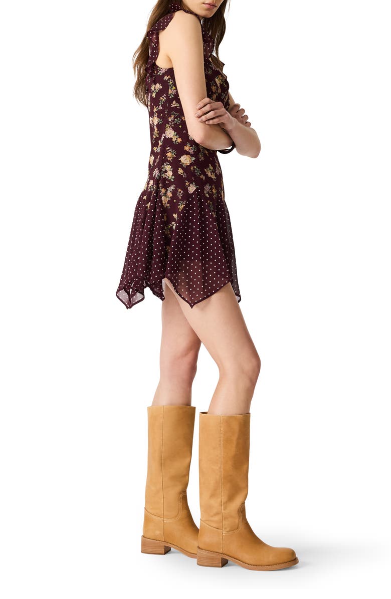 Steve Madden Tanisha Floral Print Minidress, Alternate, color, Port