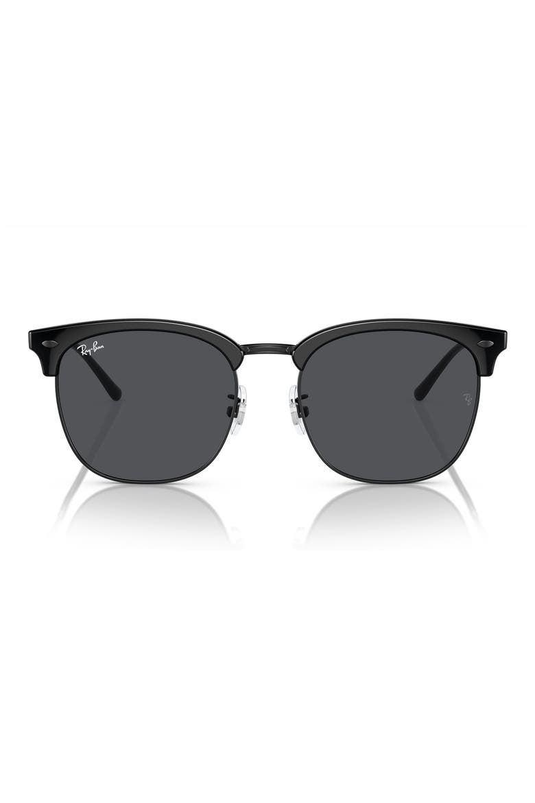 56mm Square Sunglasses, Main, color, BLACK ON BLACK / DARK GREY