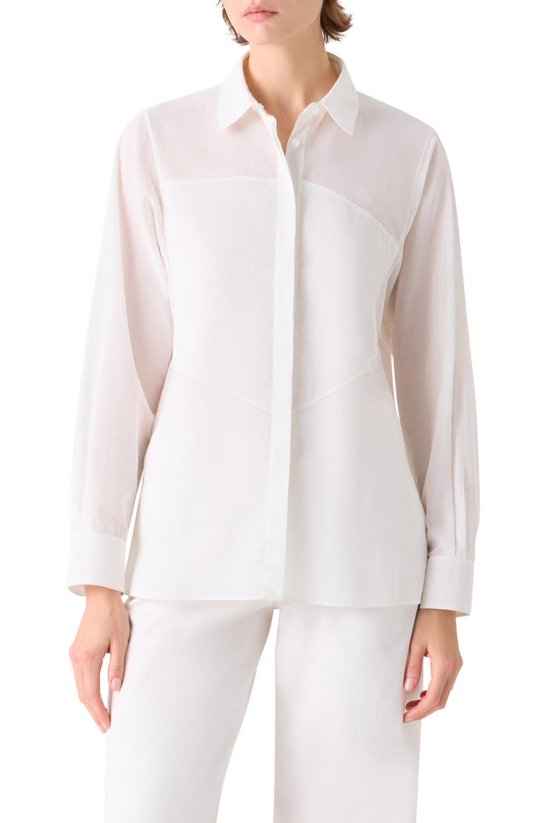 Polygon Cotton Voile Button-Up Shirt, Main, color, WHITE