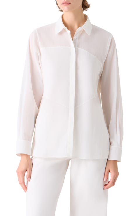 Polygon Cotton Voile Button-Up Shirt