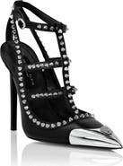 PHILIPP PLEIN Nappa Leather Sandals High Heels Studs Women