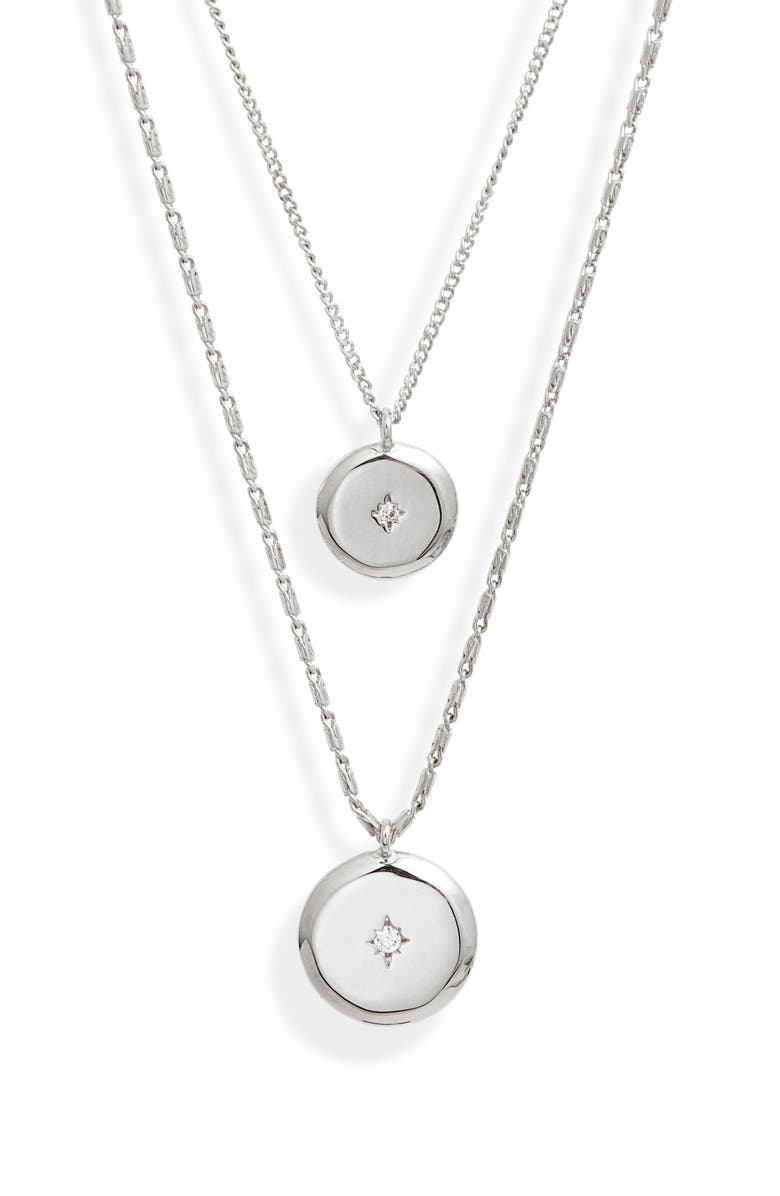 Nordstrom Set of 2 Cubic Zirconia Starburst Pendant Necklaces, Main, color,