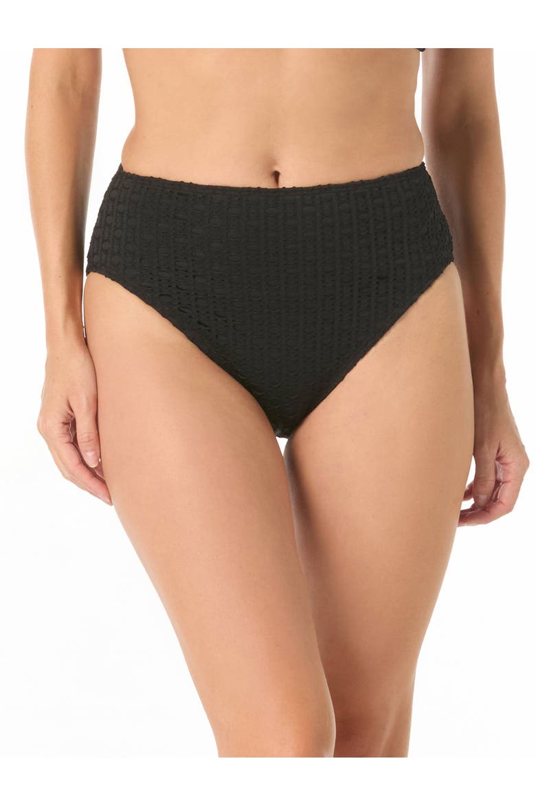 Crochet High Waist Swim Bottom, Main, color, Black