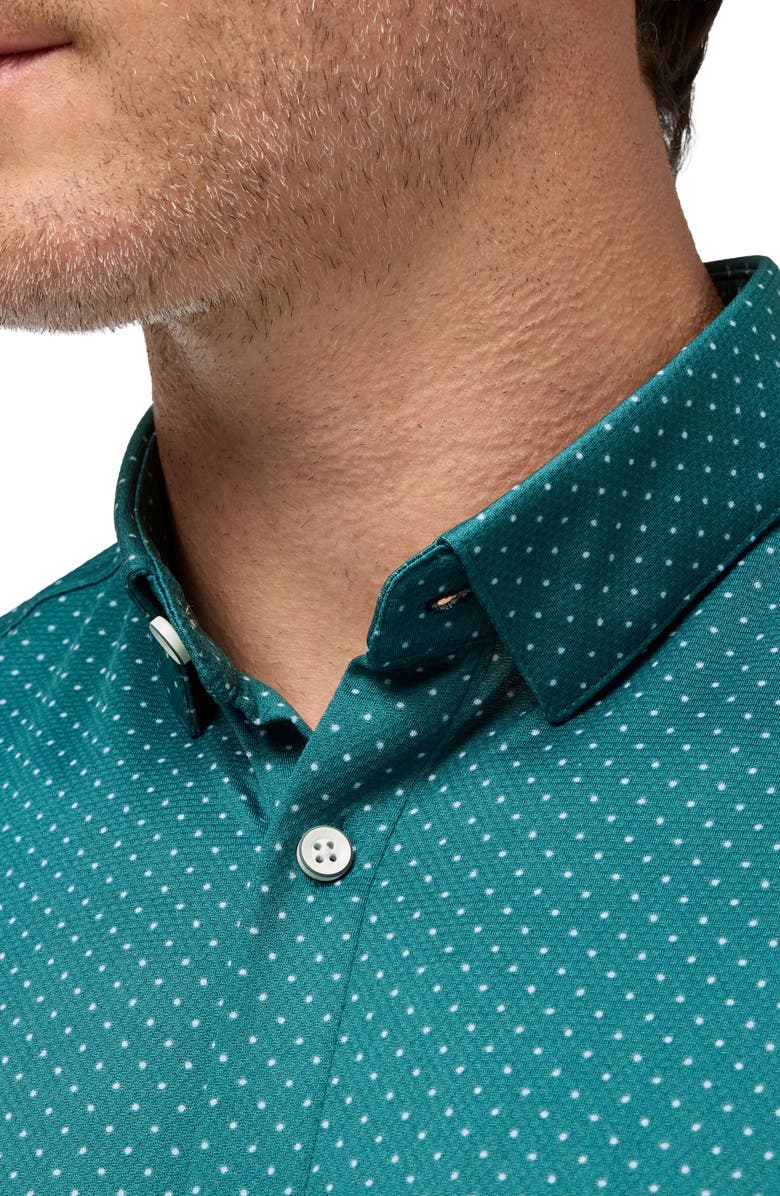 Mizzen+Main Halyard Trim Fit Short Sleeve Performance Button-Up Shirt, Alternate, color, Dark Teal Dot
