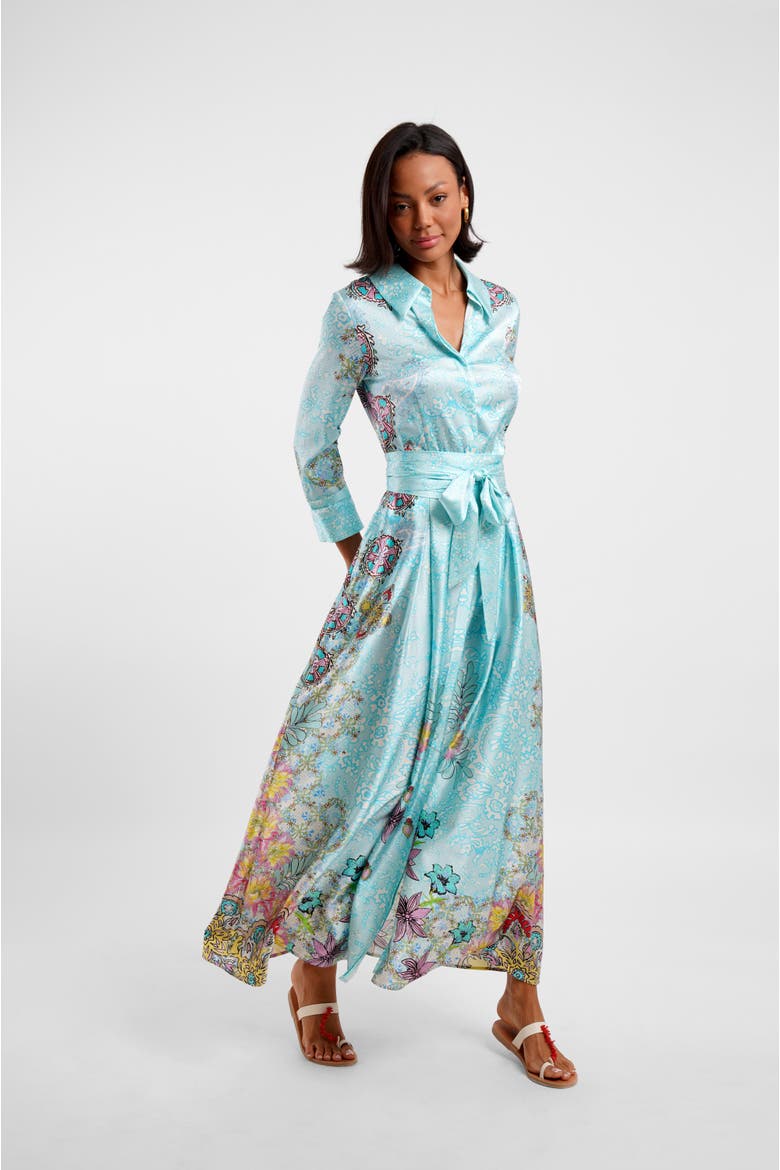 Belted Maxi Shirt Dress - "Floral Medley", Alternate, color, Flora Medley