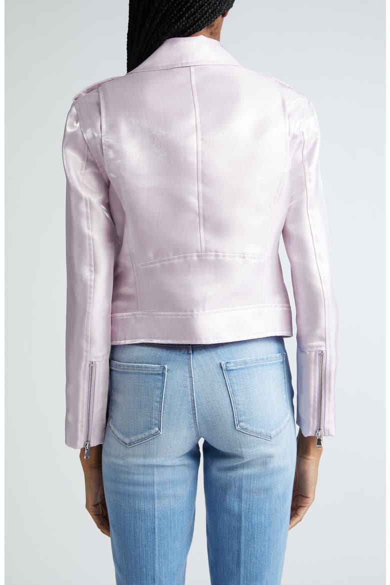 Satin Biker Jacket, Alternate, color, LILAC SNOW