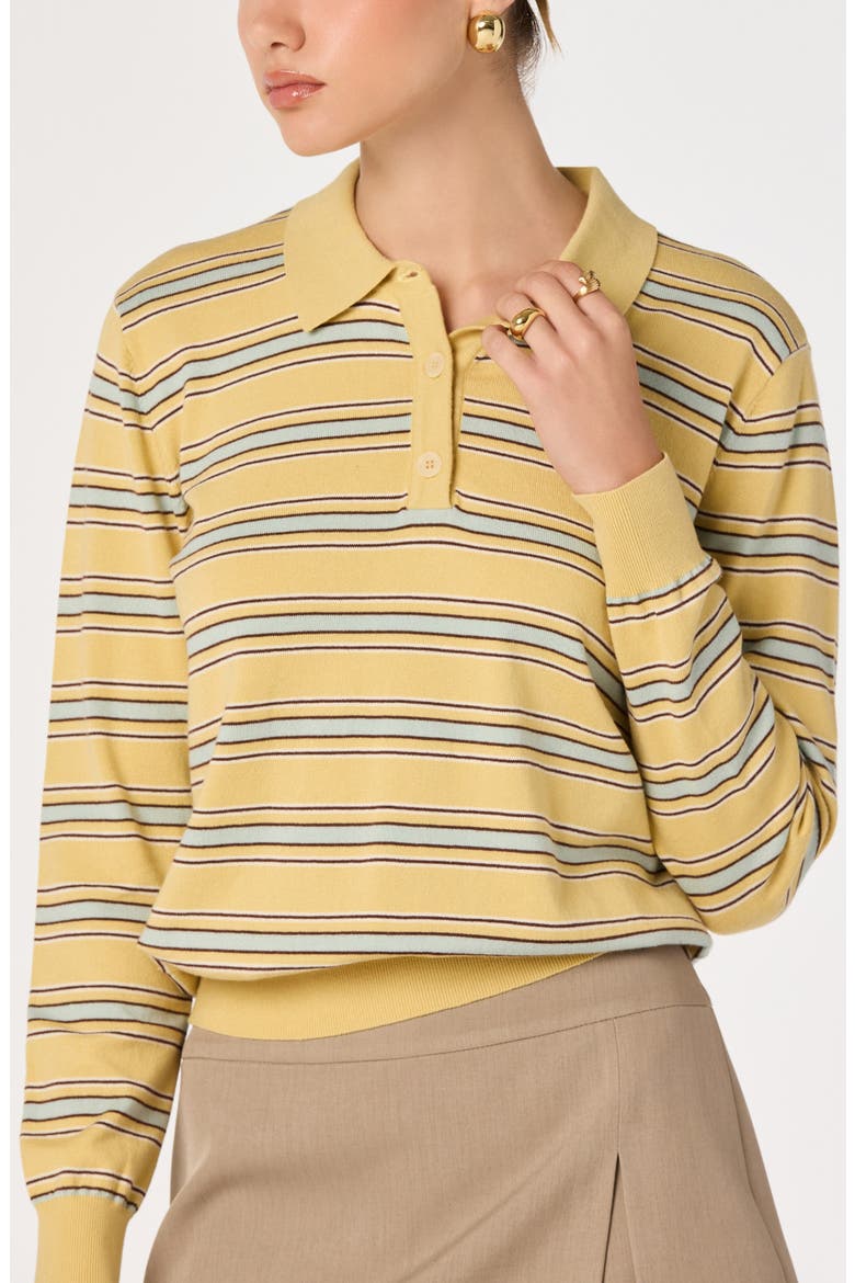Dora Polo Sweater, Alternate, color, YELLOW STRIPE