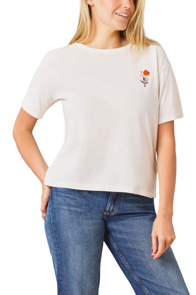 Toni Boxy Cotton Crop Tee, Alternate, color, ANT. WHITE SKETCHED FLORAL