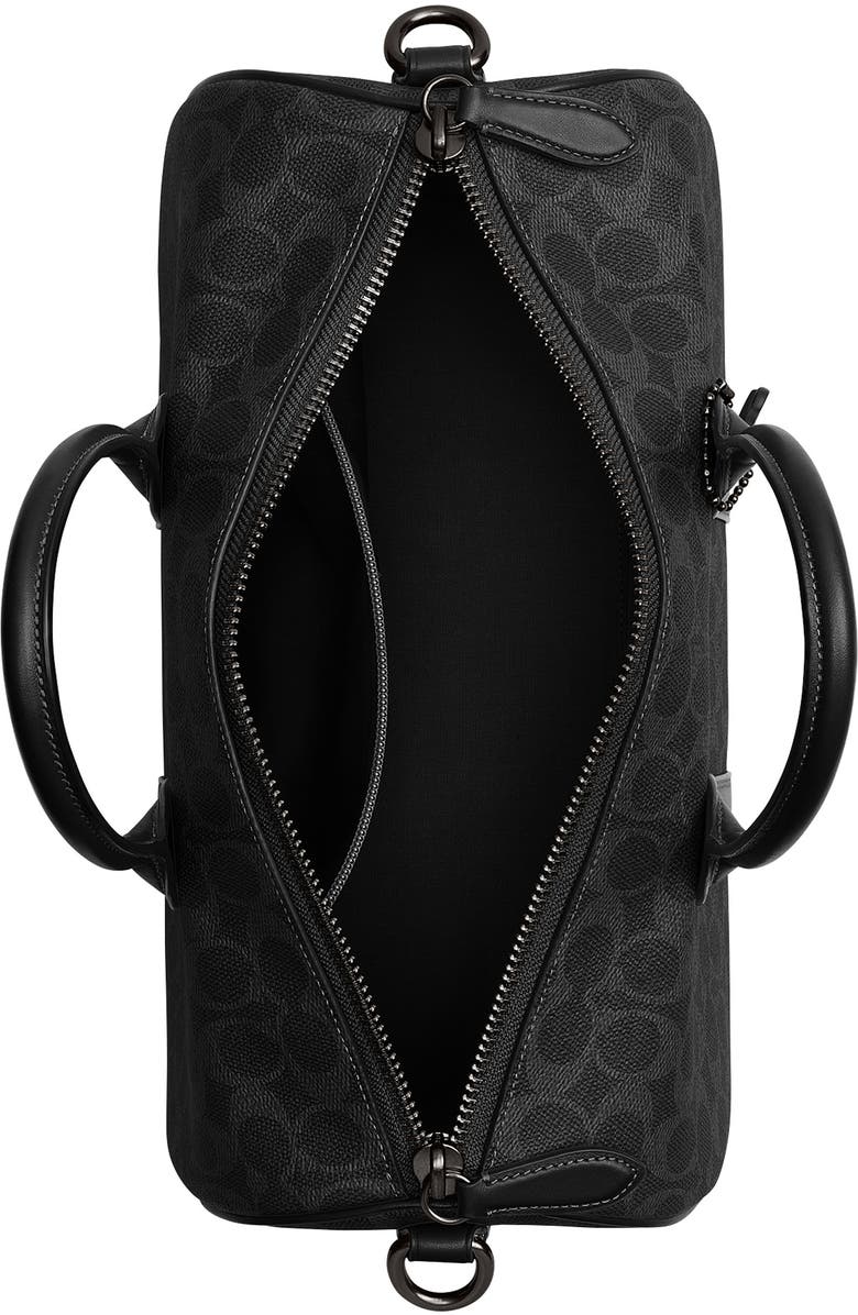 COACH Compass Signature 35 Coated Canvas Duffle Bag, Alternate, color, Black Signature
