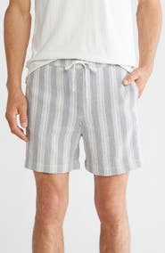 DENIM AND FLOWER Stripe Drawstring Shorts