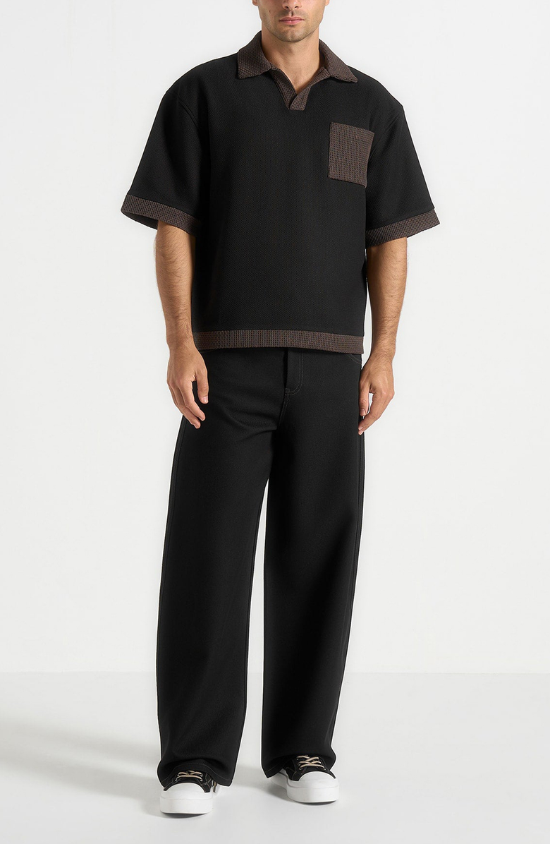 Manière De Voir Lazare Wide Leg Twill Jeans, Alternate, color, Black