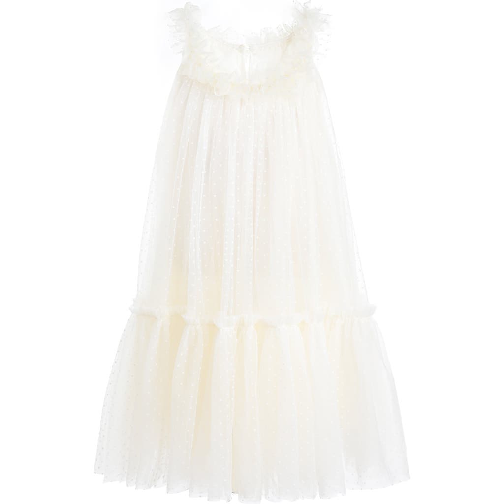 Sweet Cactus Delicate Dotted Ruffle Tier Dress in Ivory at Nordstrom, Size 8