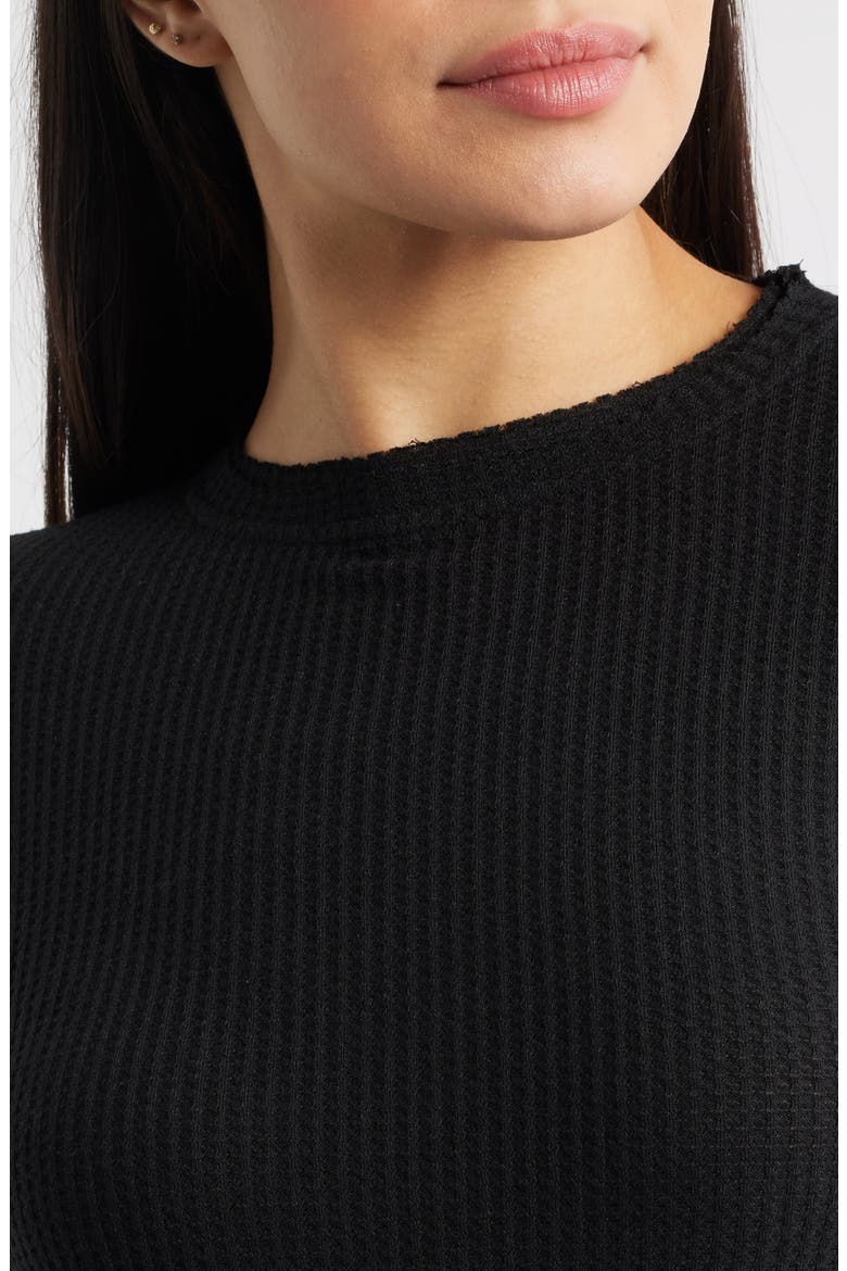 Lund Embroidered Rib Thermal Top, Alternate, color, BLACK