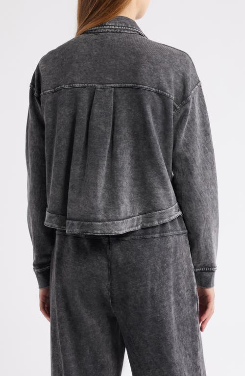 City Blues Crop Knit Shacket In Black