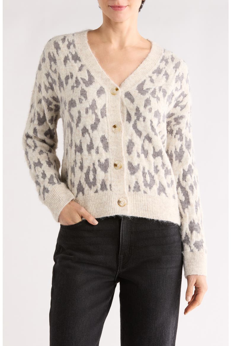 Leopard Print Cardigan, Main, color, BEIGE-LEOPARD