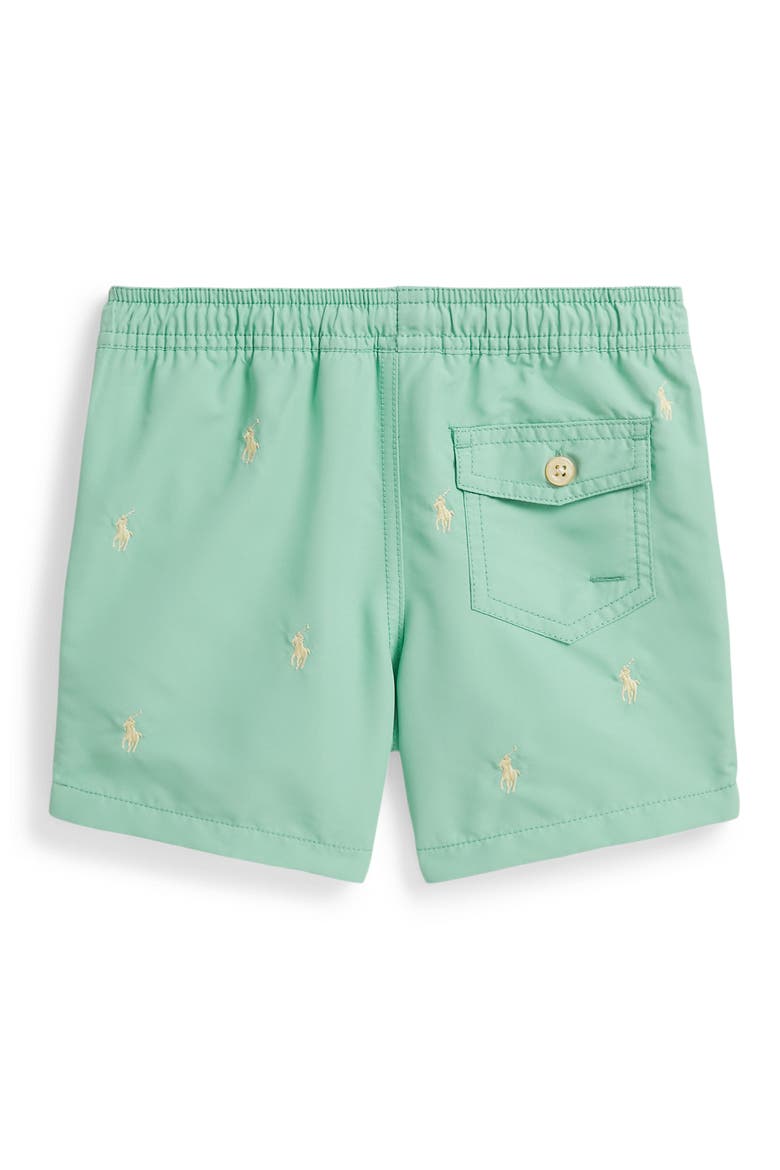 Kids' Traveler Embroidered Pony Swim Trunks, Alternate, color, CELADON