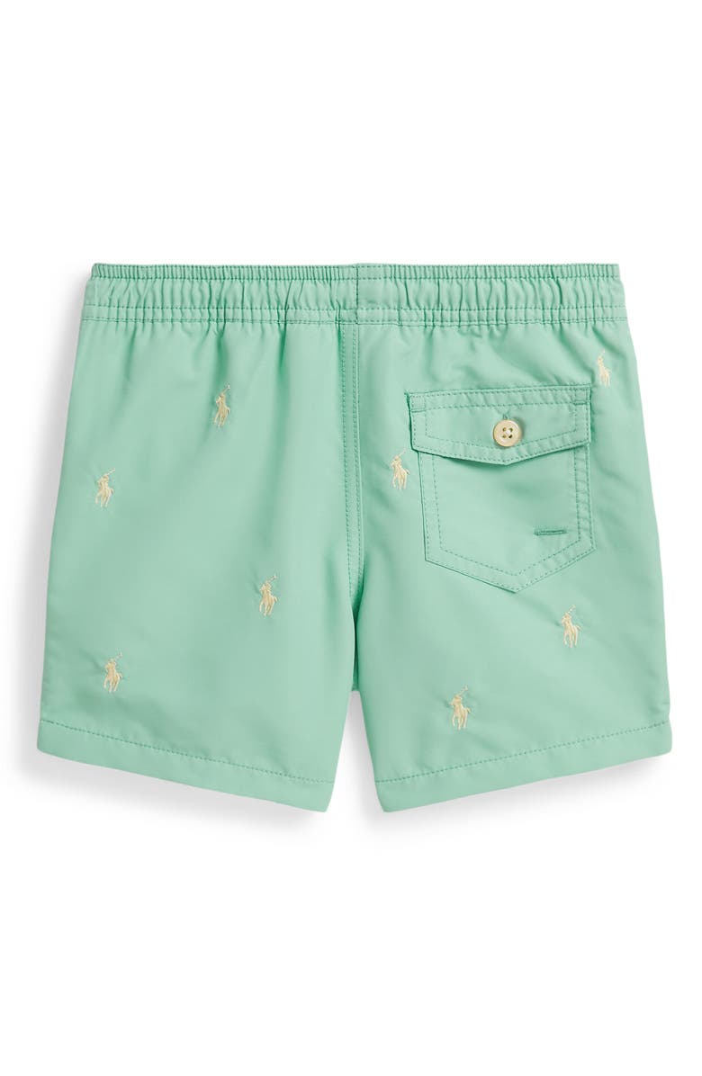 Polo Ralph Lauren Kids' Traveler Embroidered Pony Swim Trunks, Alternate, color, Celadon