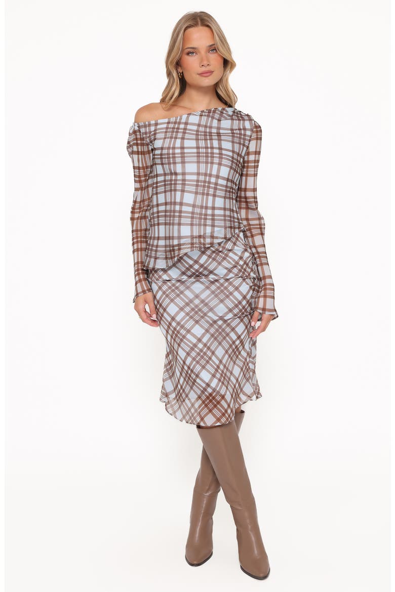 Josiana Plaid Midi Pencil Skirt, Alternate, color, BLUE/ BROWN PLAID