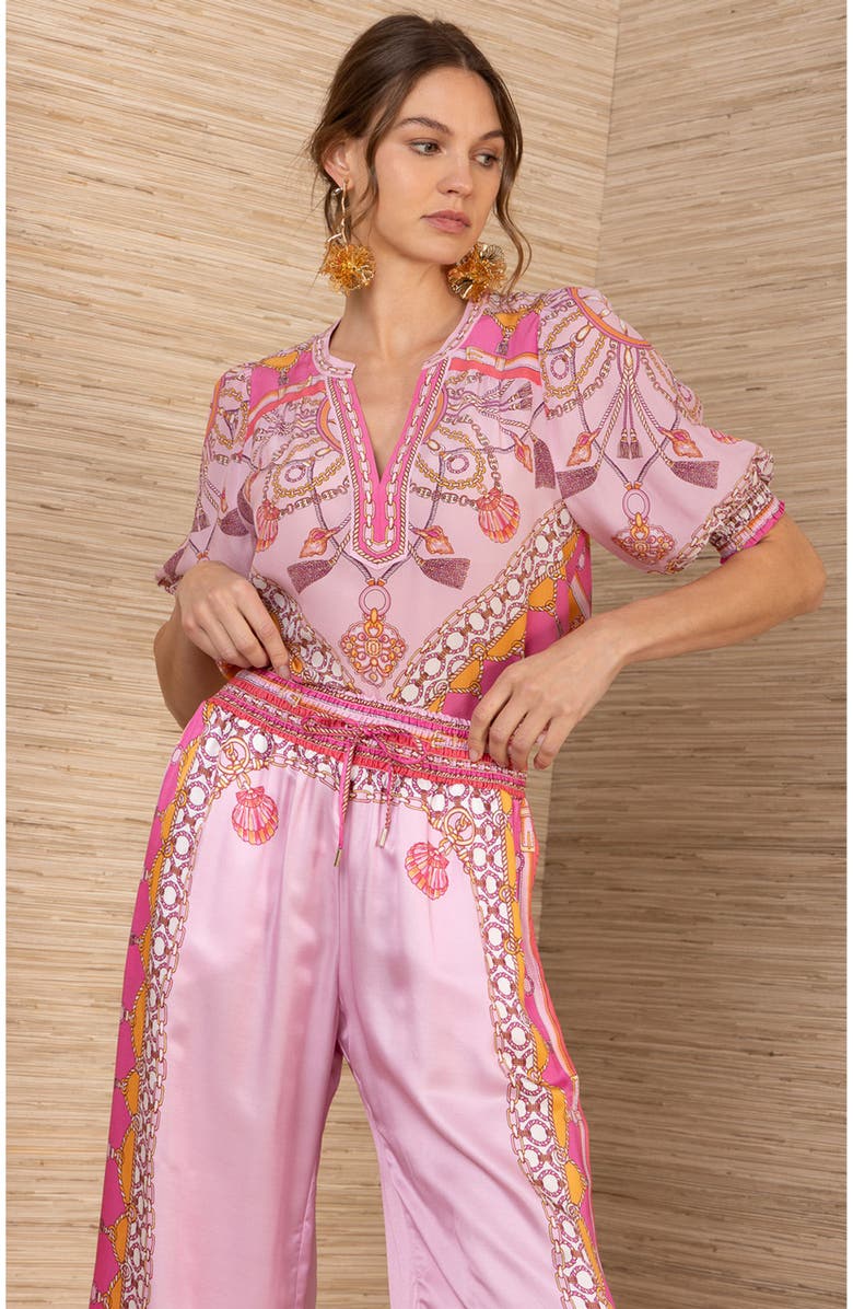 Hale Bob Danica Silk Charmeuse Pant, Alternate, color, Pink