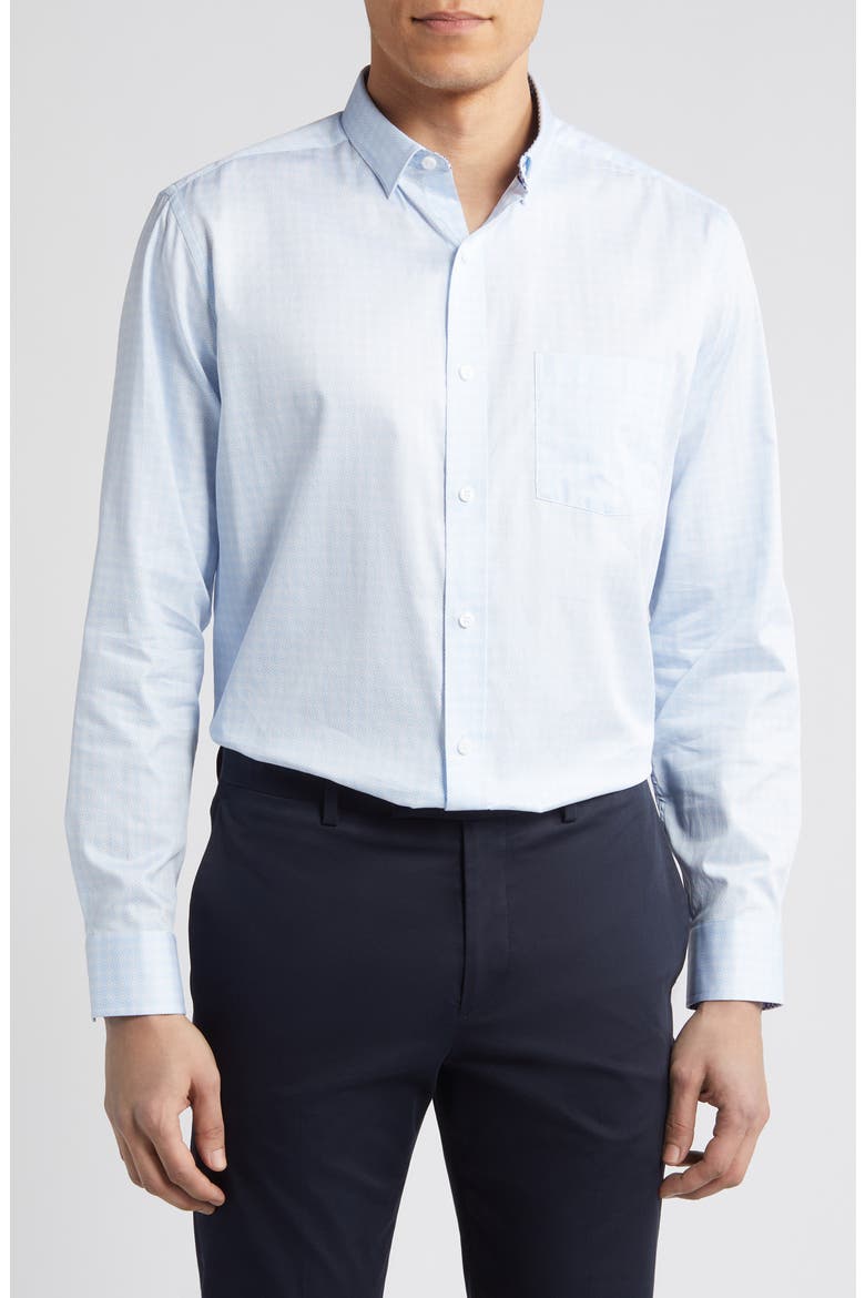 Diamond Print Cotton Button-Up Shirt, Main, color, BLUE