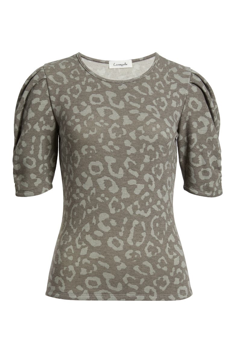 Pleated Puff Sleeve Fleece Top, Alternate, color, SAGE