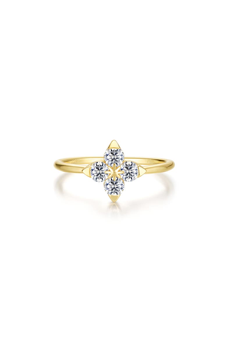 Trillium Superbloom Simulated Diamond Flower Ring, Main, color, GOLD
