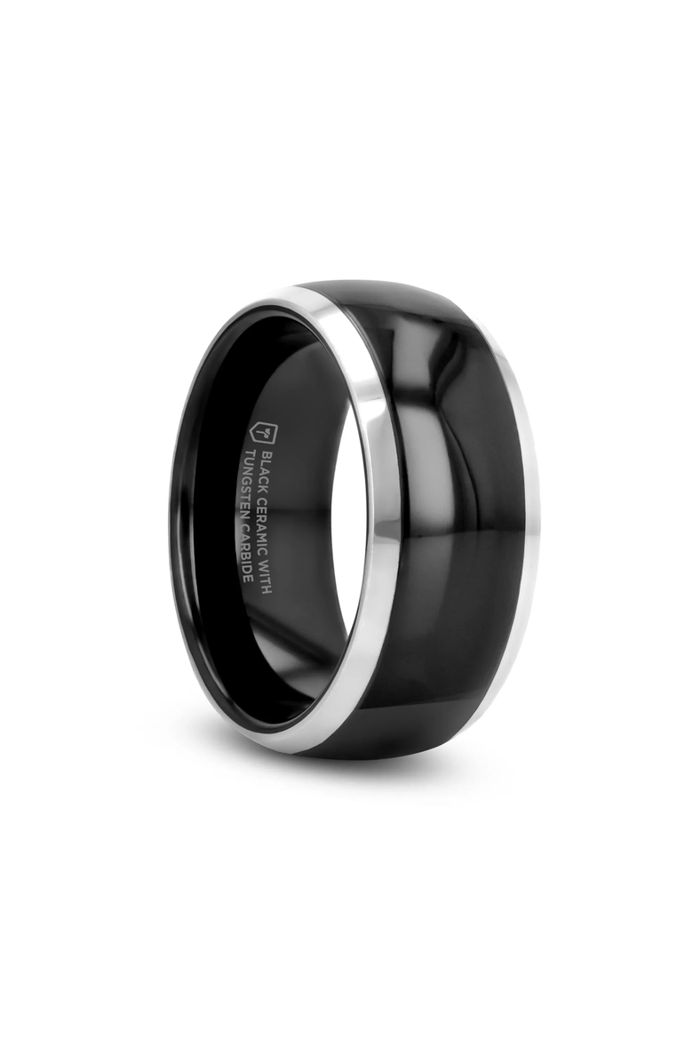 Carrera Domed Ceramic Tungsten Wedding Band, Main, color, 10mm