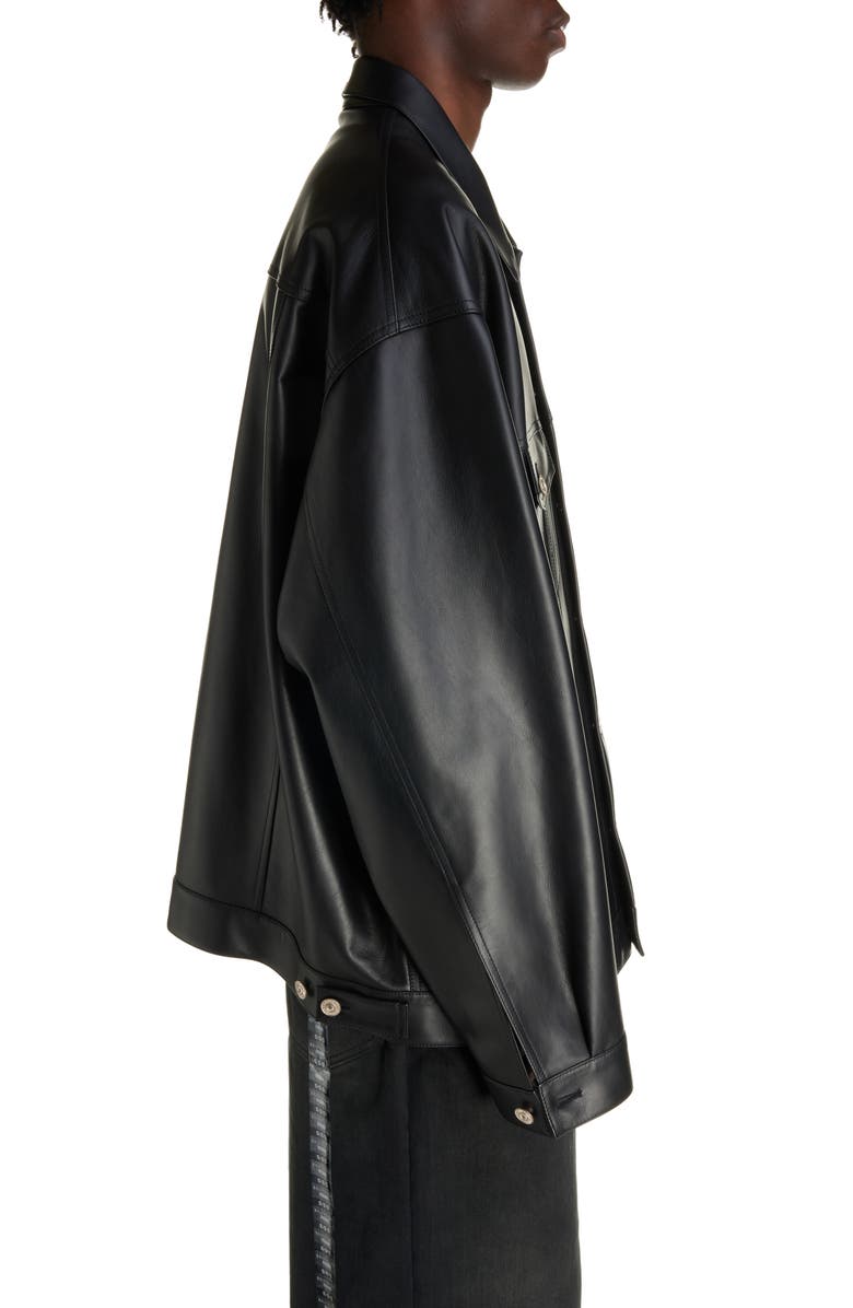 Balenciaga Oversize Leather Shirt Jacket, Alternate, color, Black