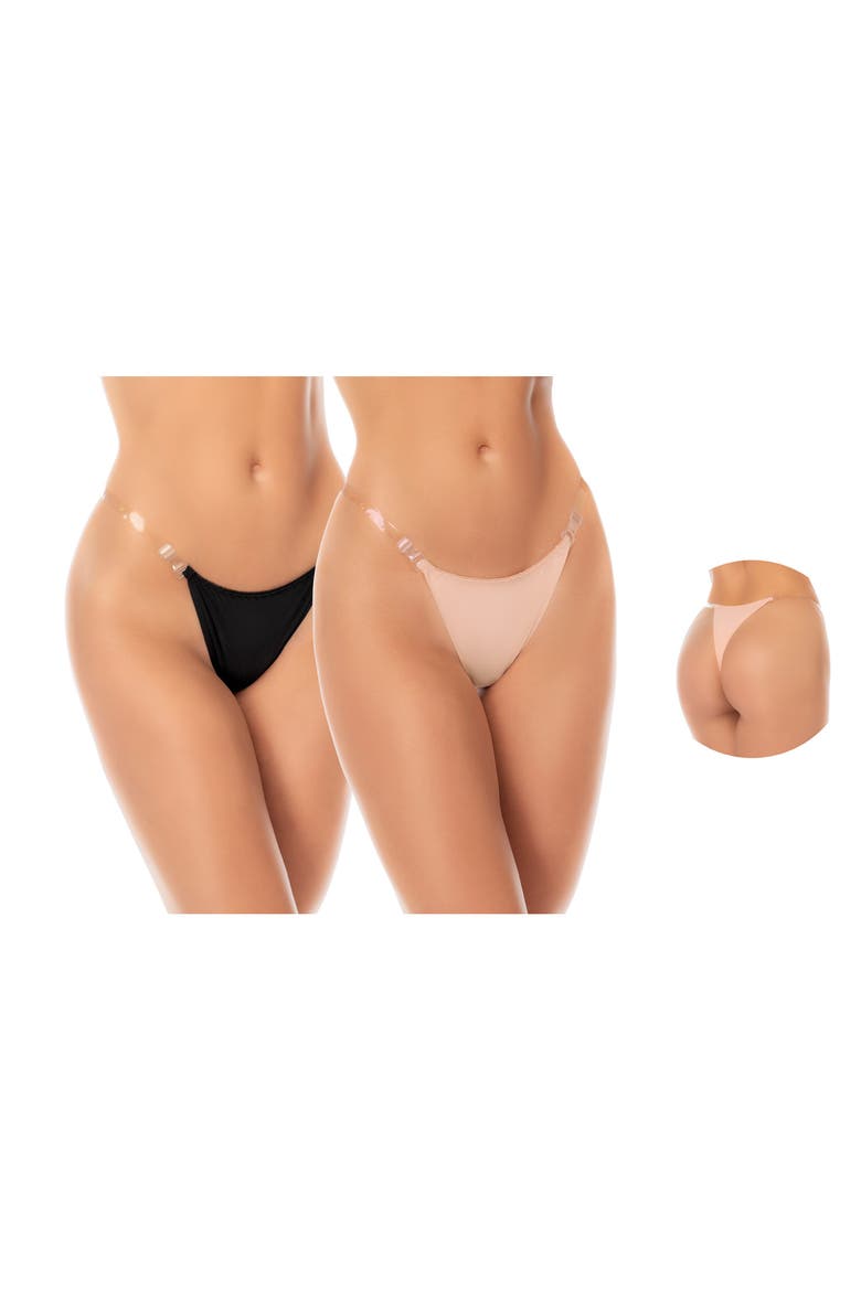 No Show Assorted 2-Pack Thongs, Alternate, color, BEIGE BLACK