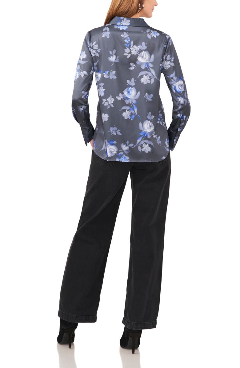 Vince Camuto Floral Charmeuse Button-Up Shirt, Alternate, color, 