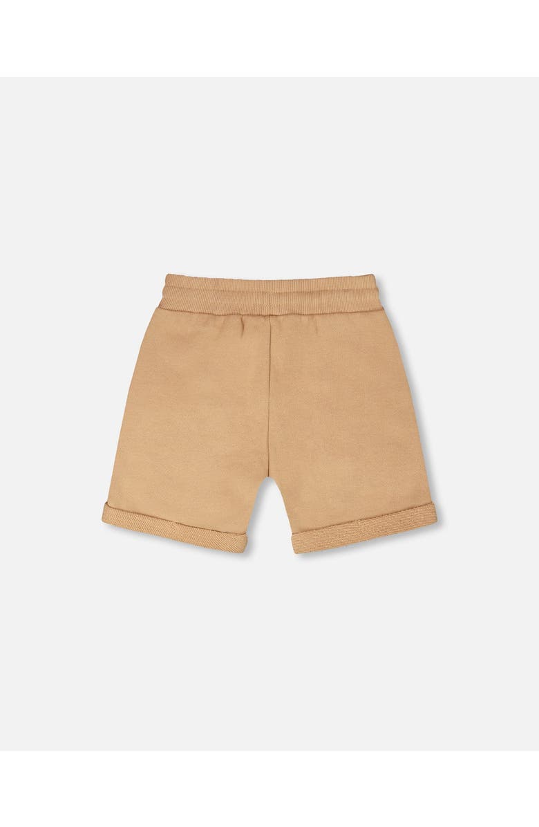 Deux par Deux Elastic Waist with Drawstring French Terry Shorts, Alternate, color, Beige
