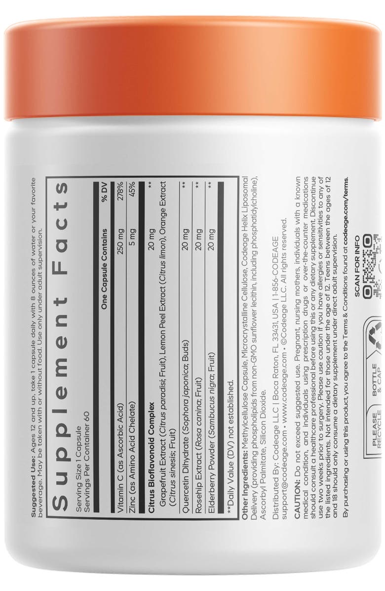 Codeage Teen Vitamin C+, Alternate, color, White