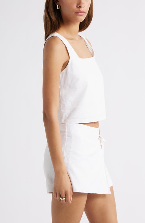 Open Edit Sleeveless Linen Blend Top In White