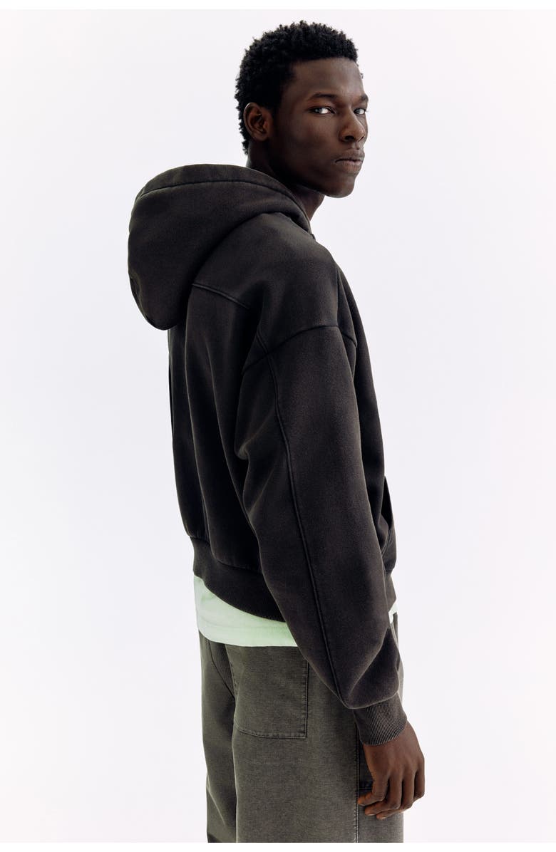 H&M Oversized Fit Printed Zip-through Hoodie, Alternate, color, Black/Original