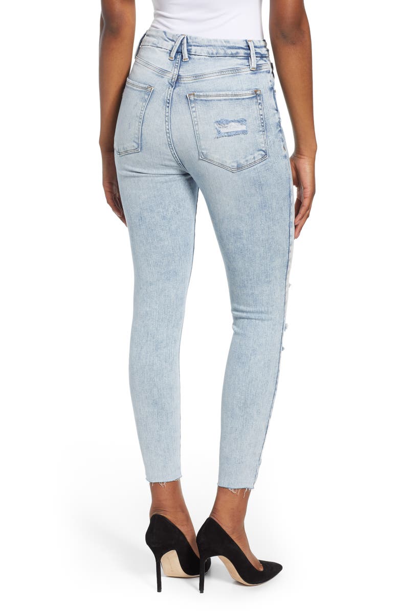 Good American Good Waist Ripped Crop Skinny Jeans, Alternate, color, 