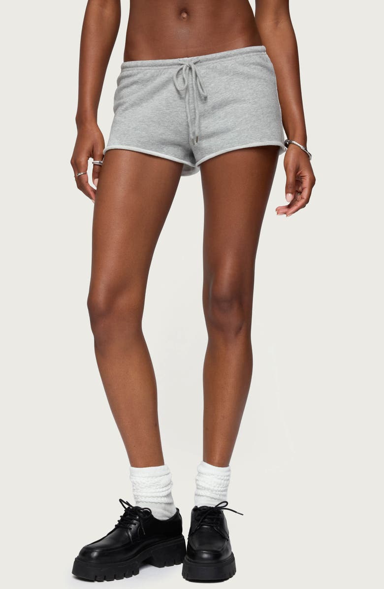 EDIKTED Leeroy French Terry Drawstring Shorts, Main, color, Gray-Melange