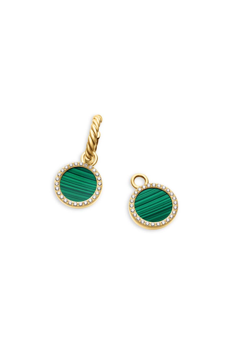 Petite DY Elements® Drop Earrings in 18K Yellow Gold with Malachite and Pavé Diamonds, Alternate, color, 18K YELLOW GOLD
