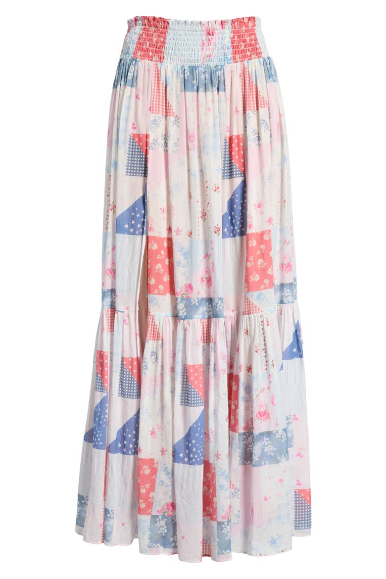 Umber Cotton Maxi Skirt, Alternate, color, BLUEBERRY SUNDAE