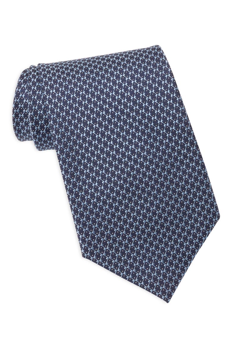 Geo Neat Silk Blend Tie, Main, color, NAVY