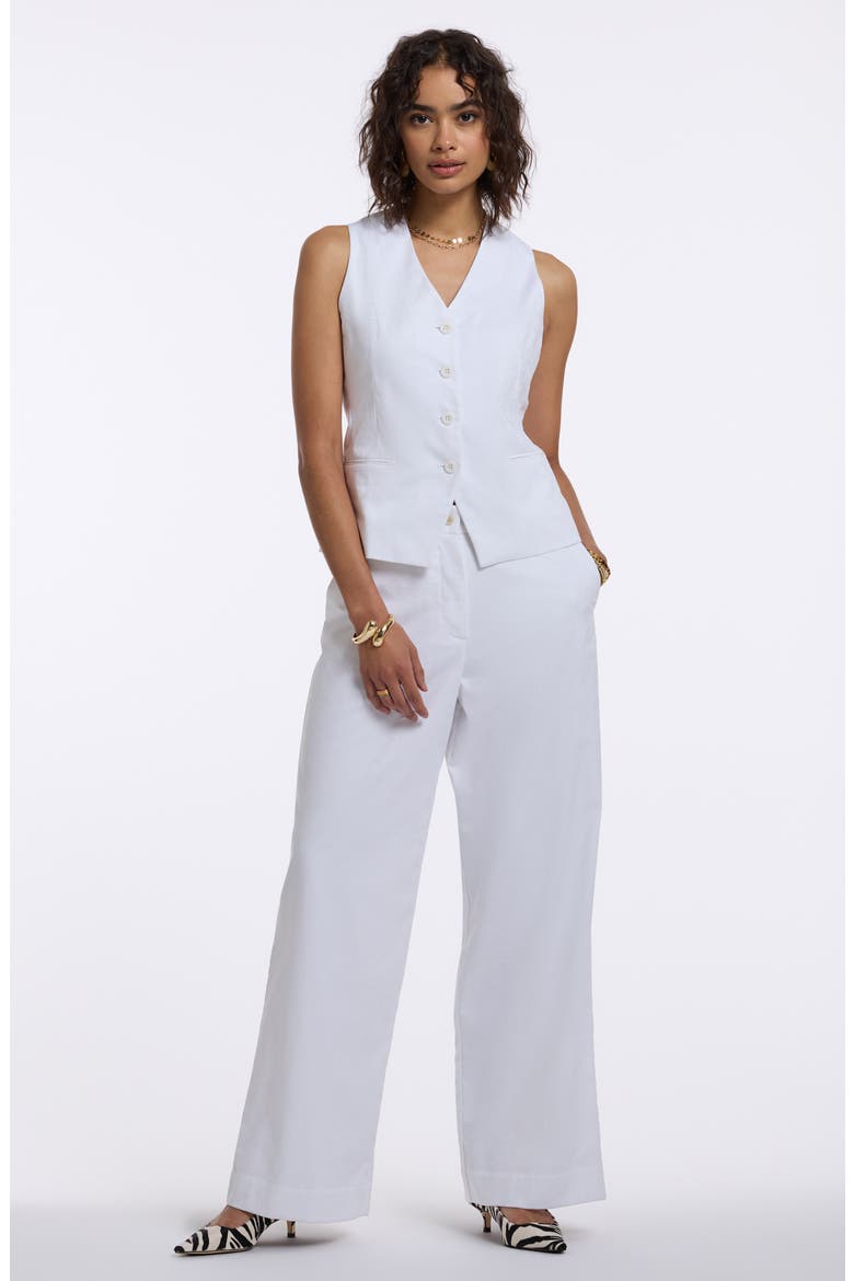 Inez Stretch Cotton Wide Leg Pants, Alternate, color, WHITE
